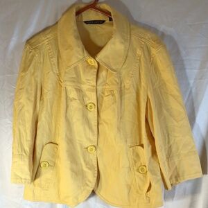 Larry Levine Yellow Stretch Blazer Jacket Spring Career Preppy Casual